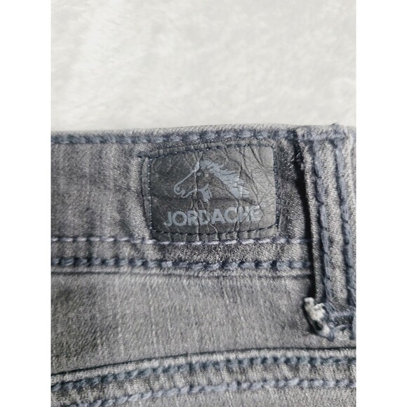 Jordache Bootcut Jeans Womens 10 Gray Med Wash Studded Stretch Embroidered Denim - Picture 15 of 16